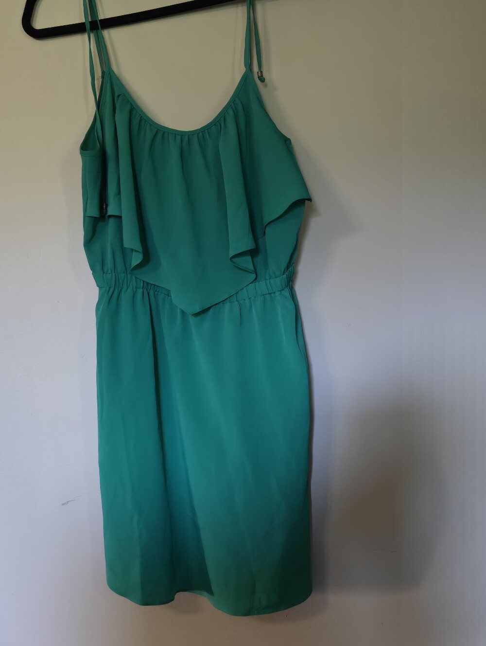 Women’s American Eagle Dress With Pockets Teal Spaghetti Strap Ruffle Dress